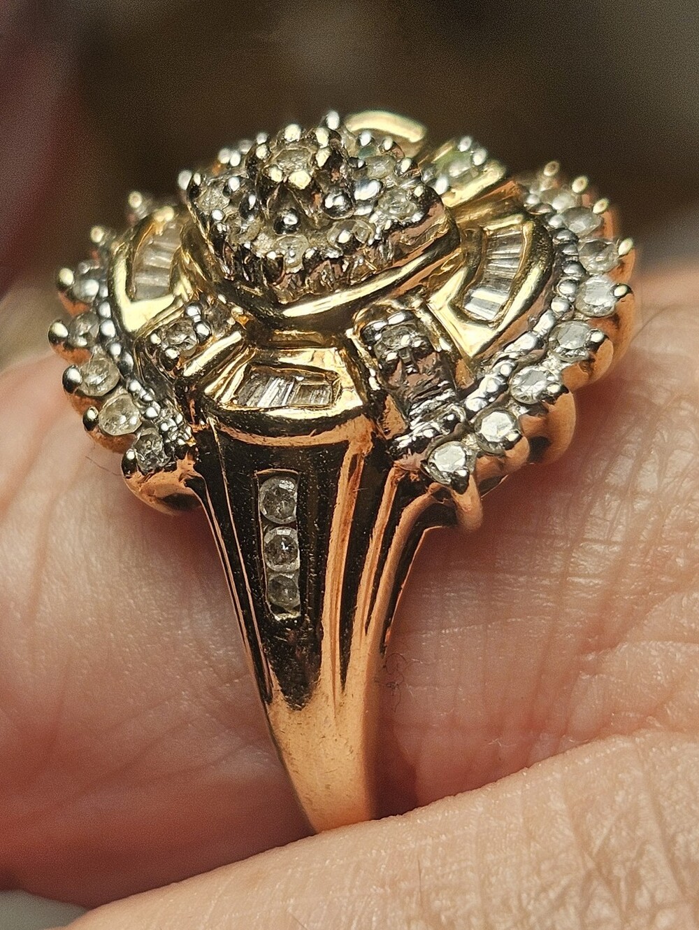 Solid Gold Ring, DIAMOND RING, 10kt Vintage Estate Ring, Eduardian Style Ring